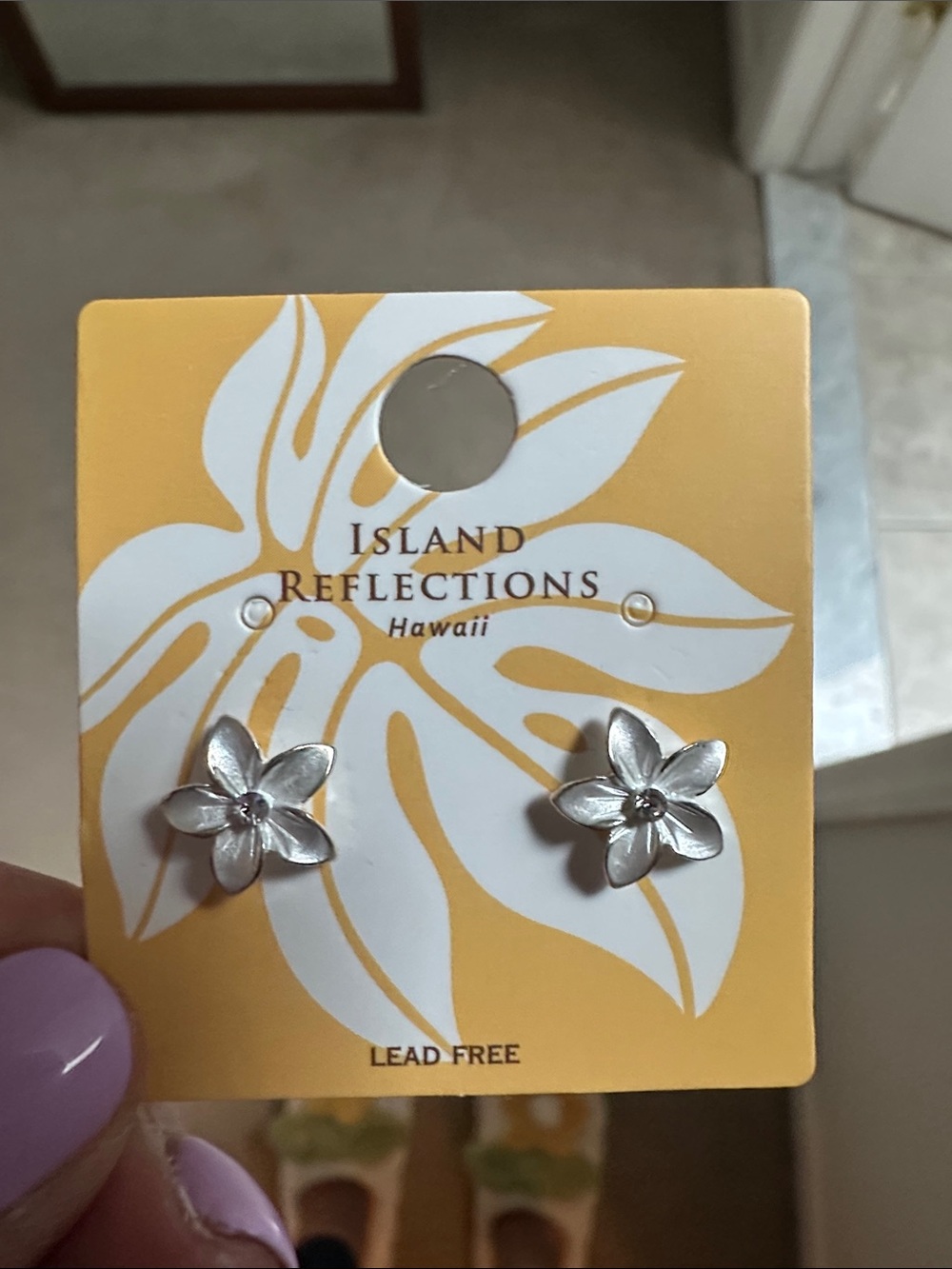 Silver plated Plumeria Flower Stud Earrings